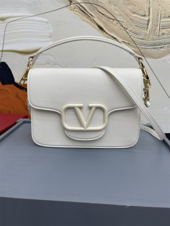 va*t*no GARAVANI LOCÒ CALFSKIN SHOULDER Small BAG With white hardware 22 x 16  x 7 cm