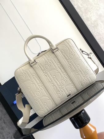 D*0r Briefcase White D*0r Gravity Leather and White Grained Calfskin 37 x 28 x 6 cm