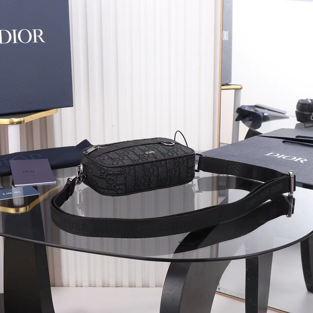 D*0r Mini Safari Bag with Strap Black D*0r Oblique Jacquard 6.5 x 5 x 1.5 inches