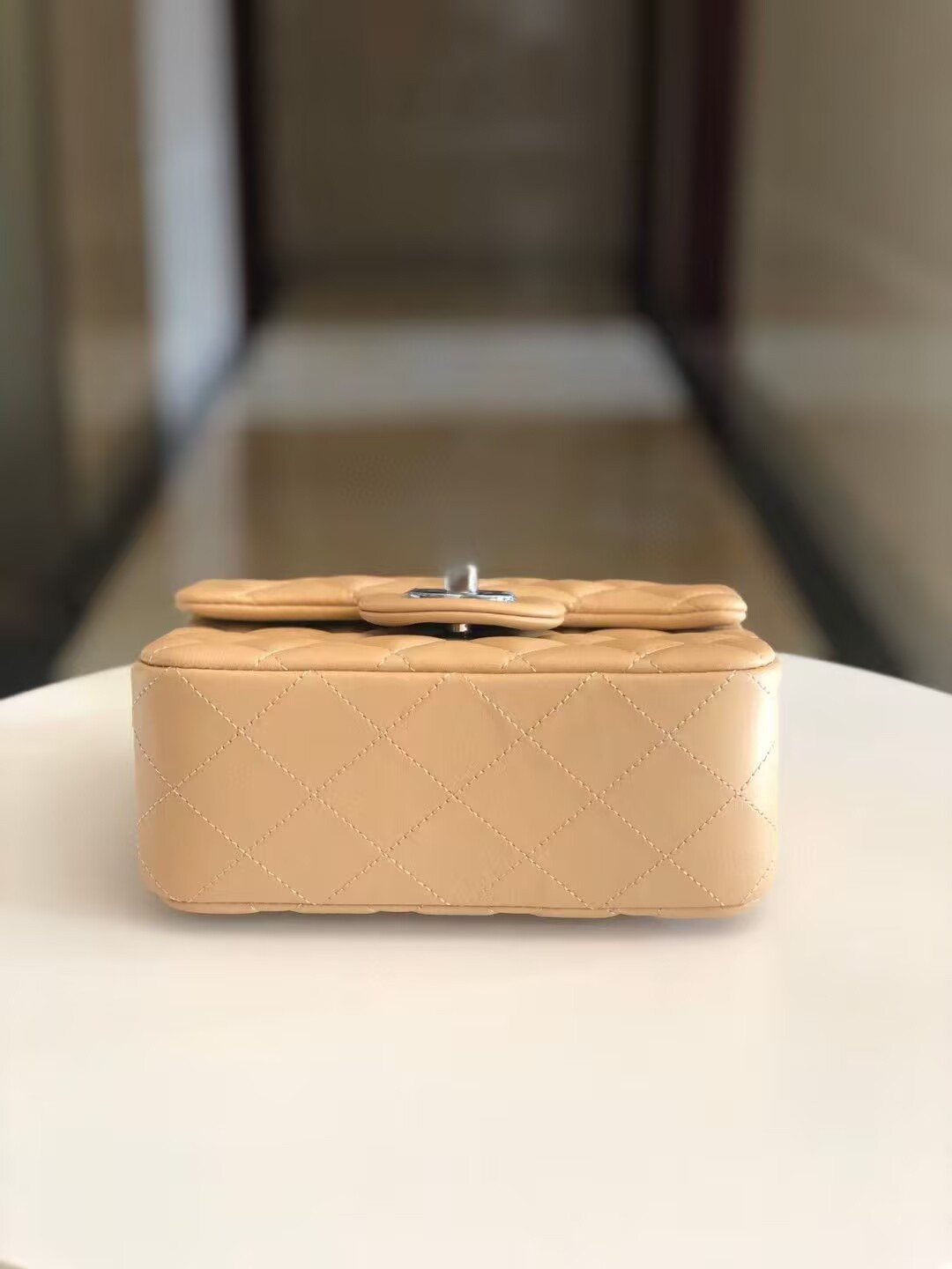 Ch*el Mini Classic Handbag Lambskin & Silver-Tone Metal 13.5x 17x8cm