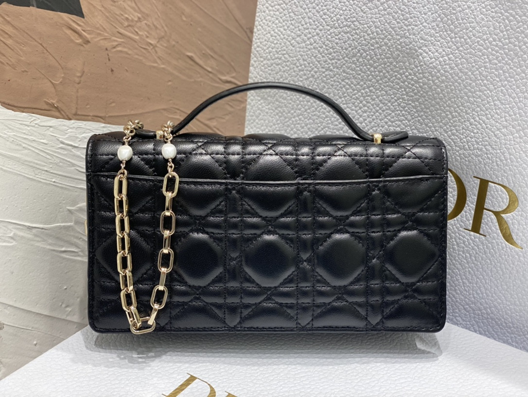 MISS D*0r MINI BAG Black Cannage Lambskin S0980ONMJ_M900 21 x 11.5 x 4.5 cm
