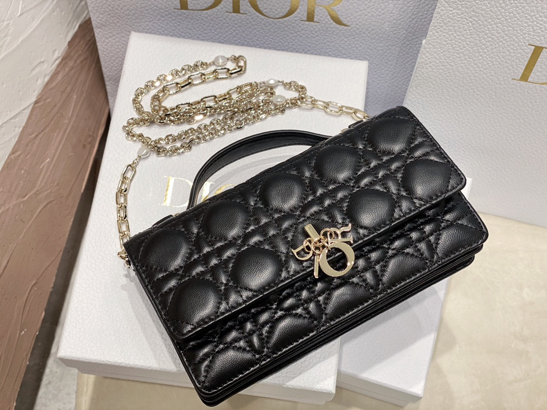 MISS D*0r MINI BAG Black Cannage Lambskin S0980ONMJ_M900 21 x 11.5 x 4.5 cm
