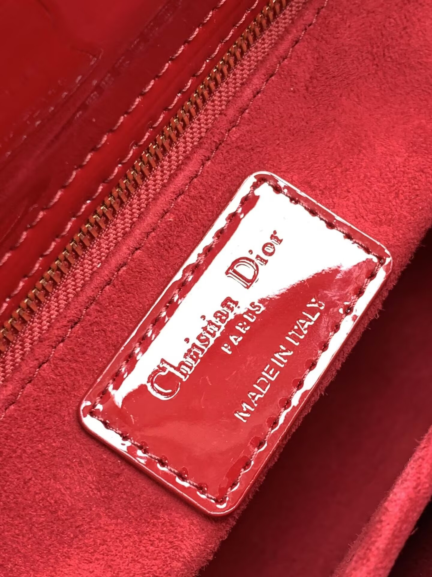 Small Lady D*0r My ABCD*0r Bag Red Patent 8 x 6.5 x 3 inches