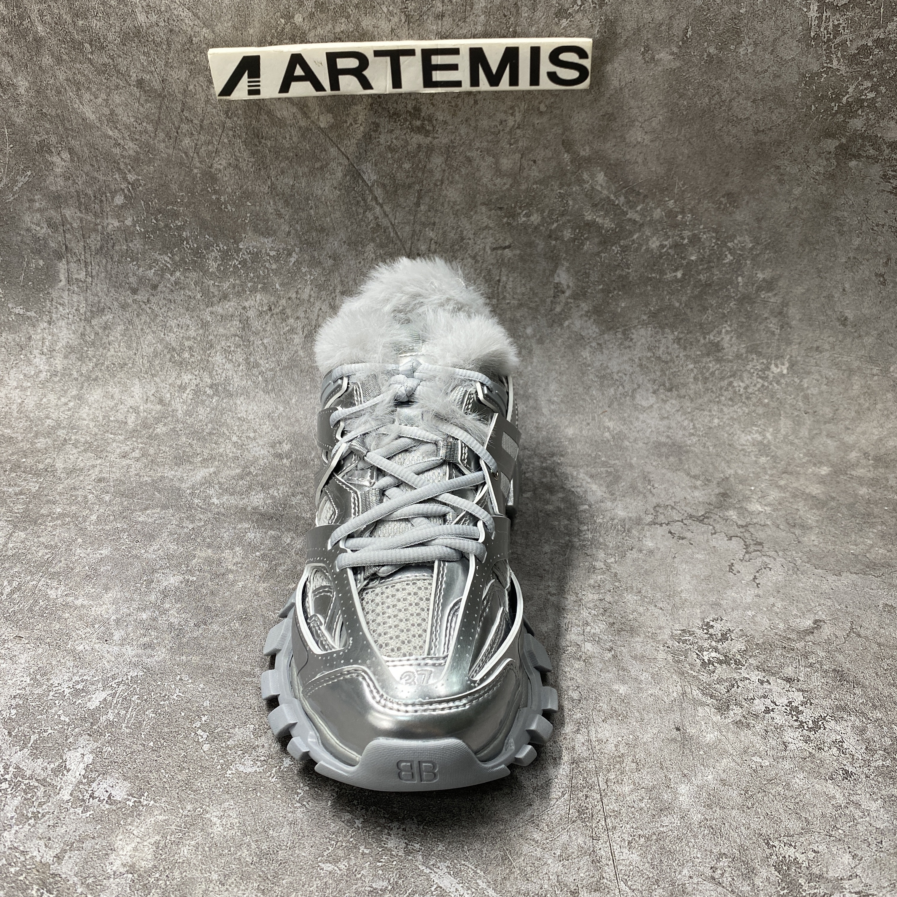 Balenciga Track Sneaker Silver Fur