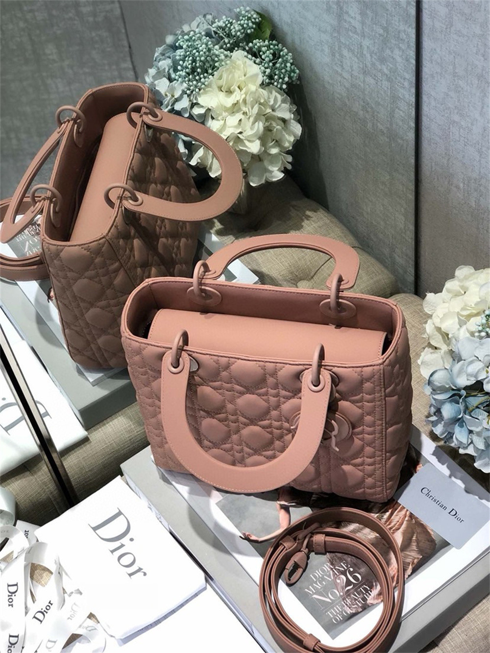 Medium Lady D*0r Bag 9.5 x 8 x 4.5 inches