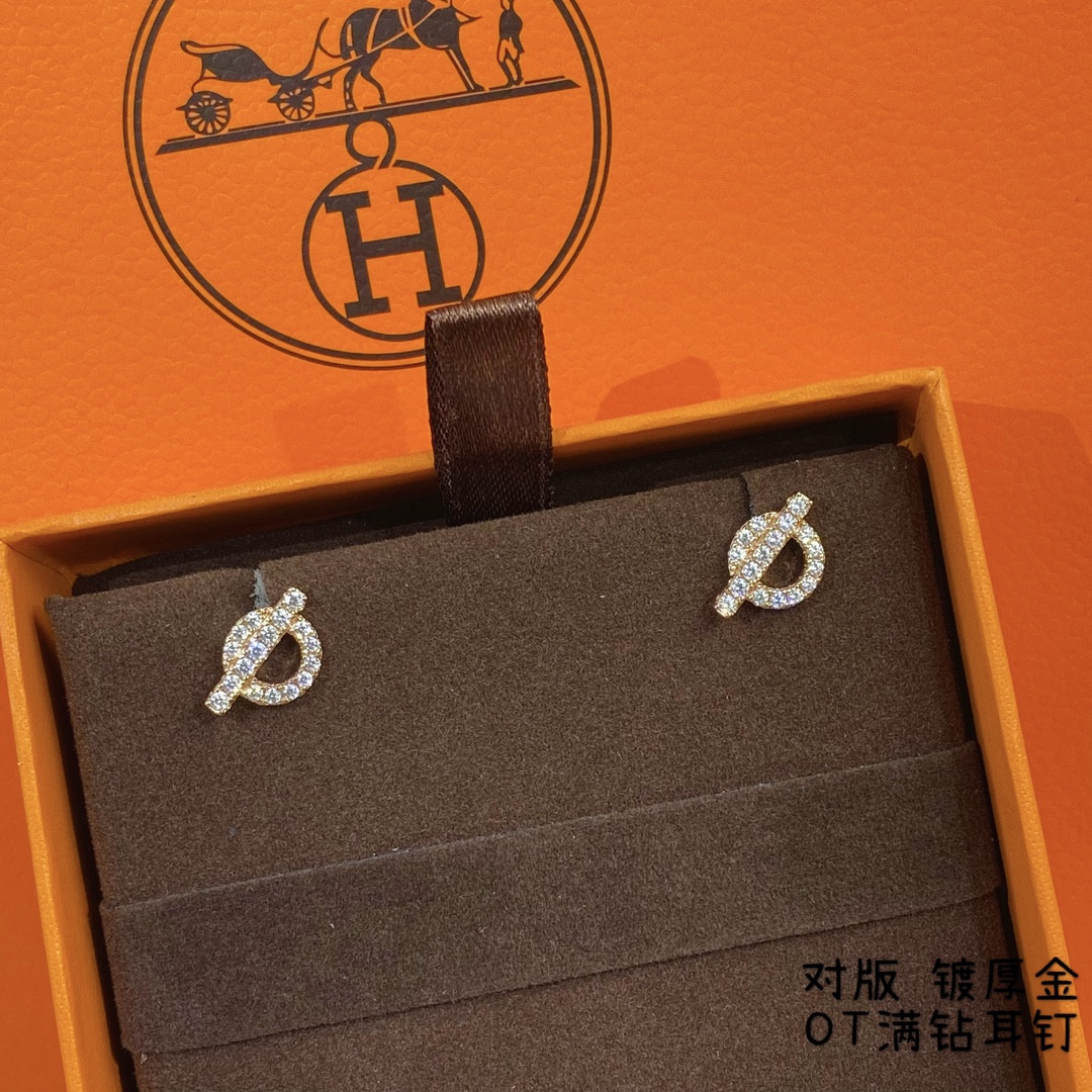 hermès ot fully Di*m*nd-encrusted stud earrings