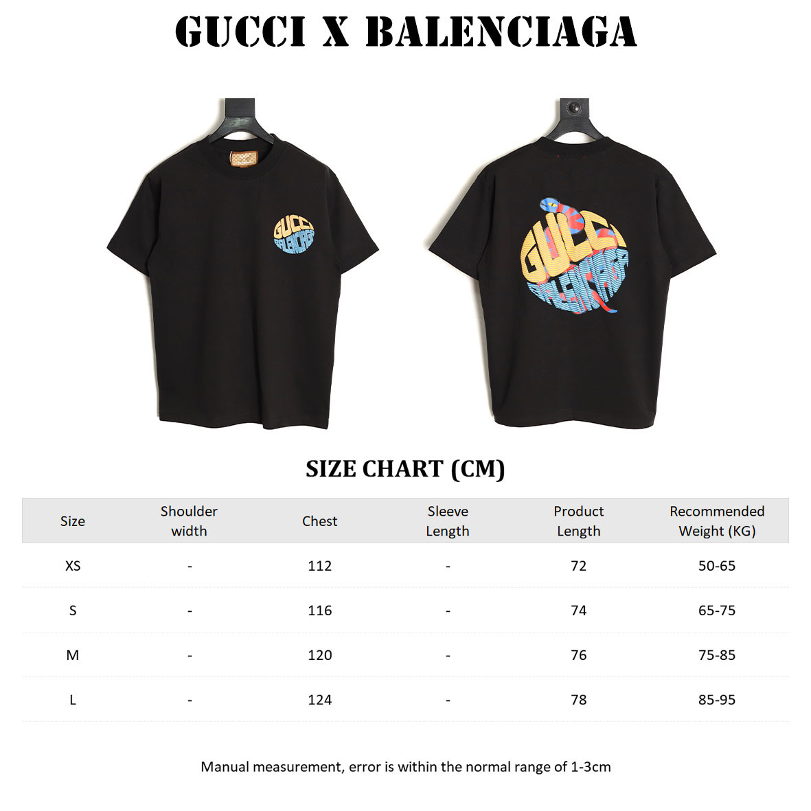 G*u*i X Ba*len*cia*ga 25SS Short-sleeved T-shirt
