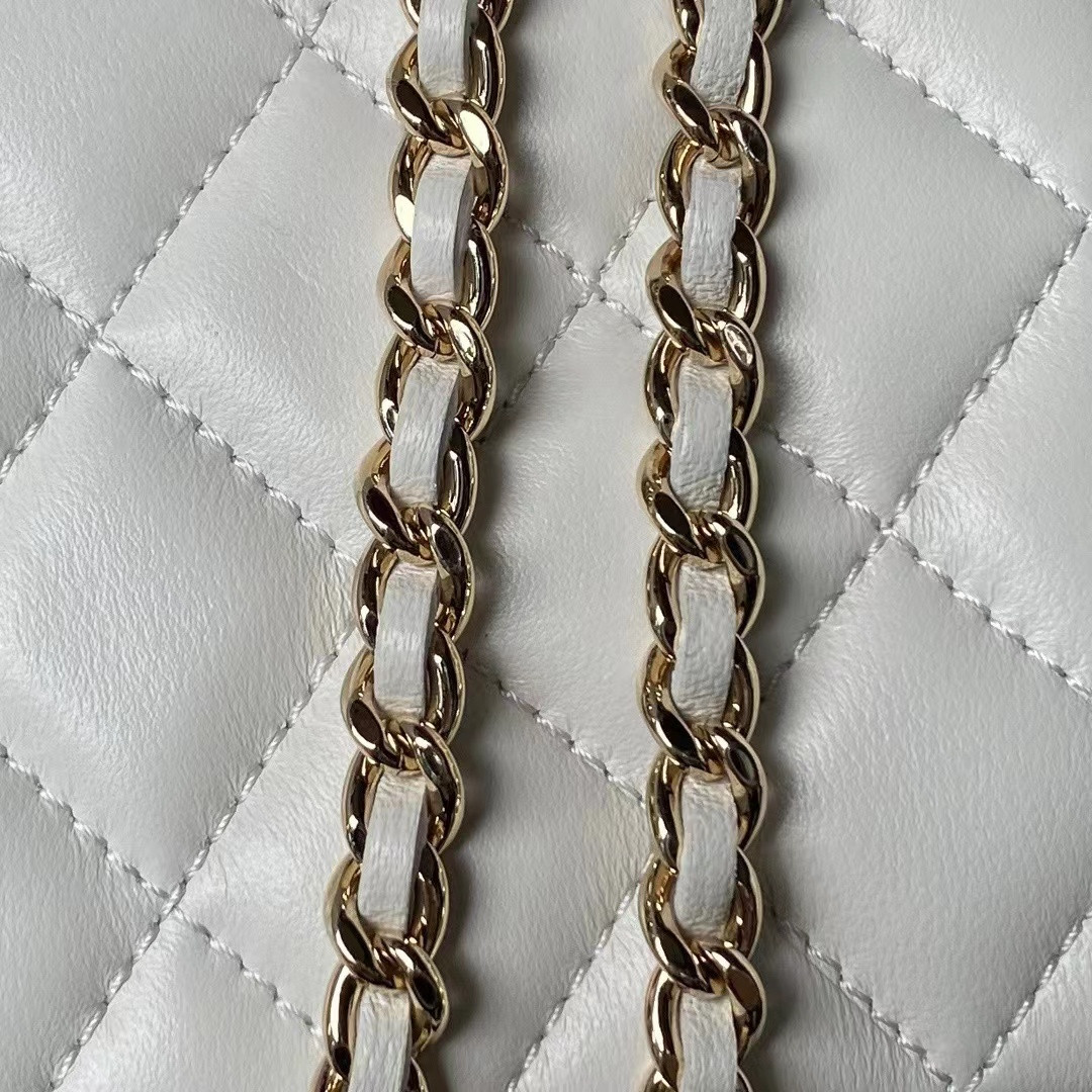 Ch*el Gold Chain with Makeup Mirror Lamb Leather Square Box Shoulder Bag Women