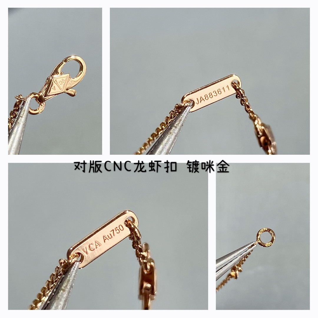 V*N CL*F & Arpels Mini Four-Leaf Clover Necklace Diameter approx 1.0cm, Chain length approx 40+5cm