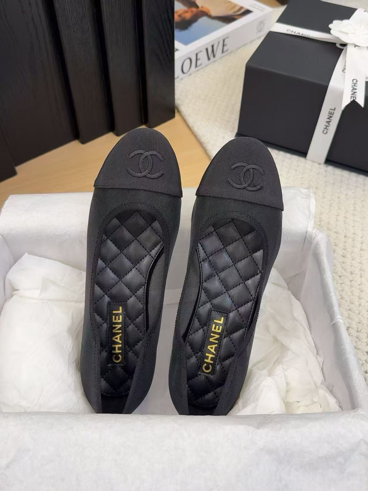 UA Ch*el 25P Black Mesh Ballet Ballerina Flats