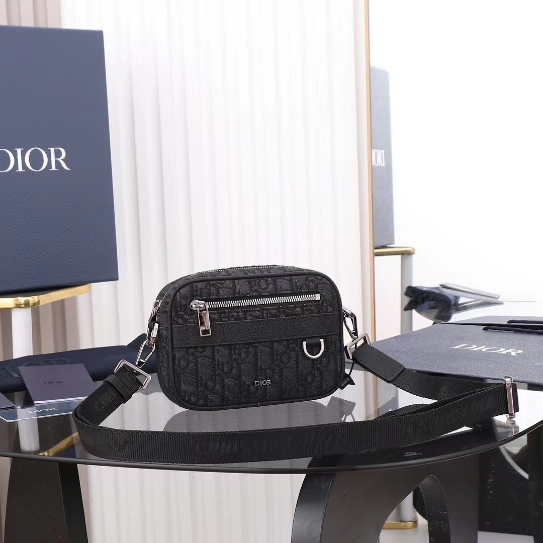 D*0r Mini Safari Bag with Strap Black D*0r Oblique Jacquard 6.5 x 5 x 1.5 inches