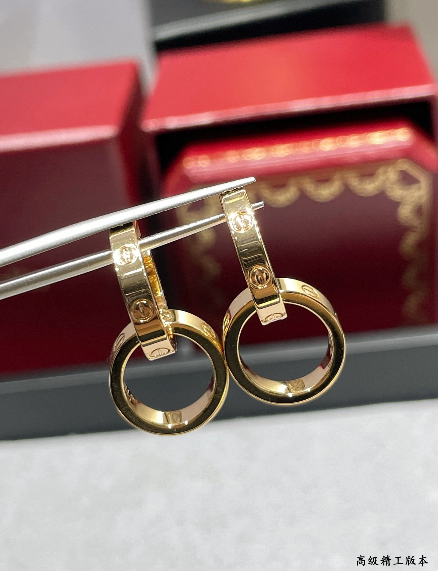 Ca*t*er Double Ring Polished Earrings
