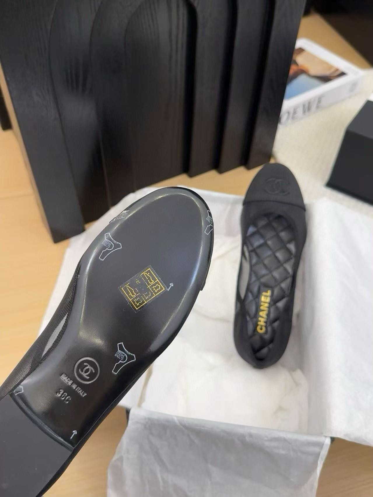 UA Ch*el 25P Black Mesh Ballet Ballerina Flats