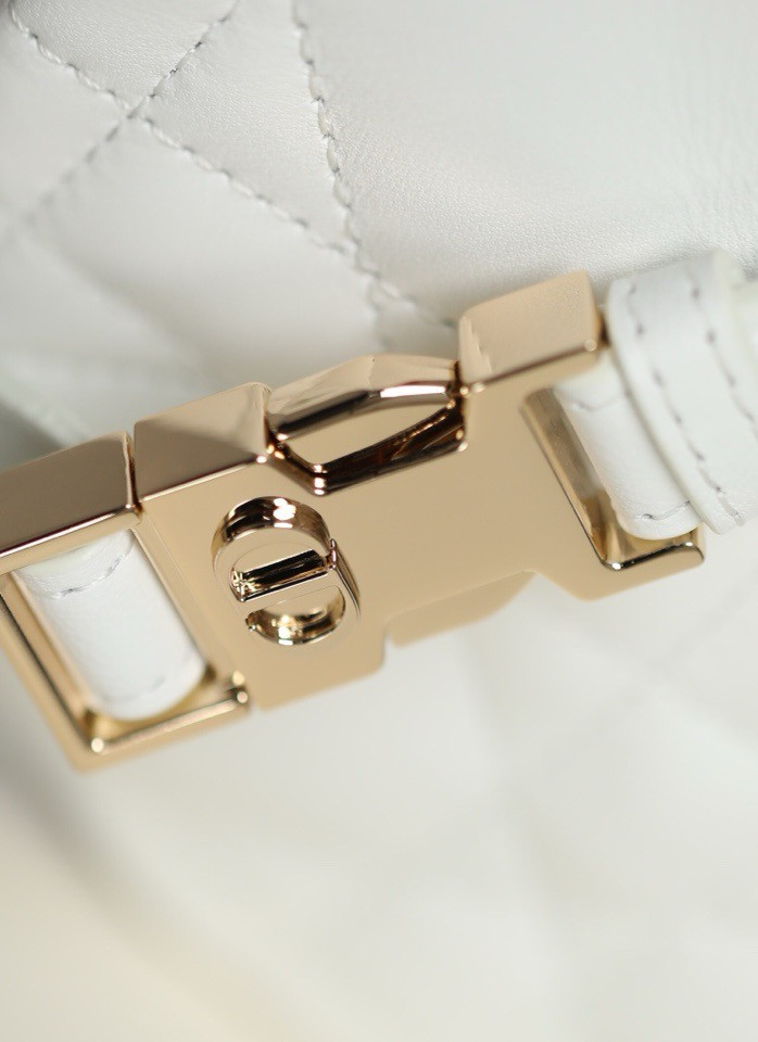 Lambskin Cannage Small D*0r Vibe Hobo Bag White