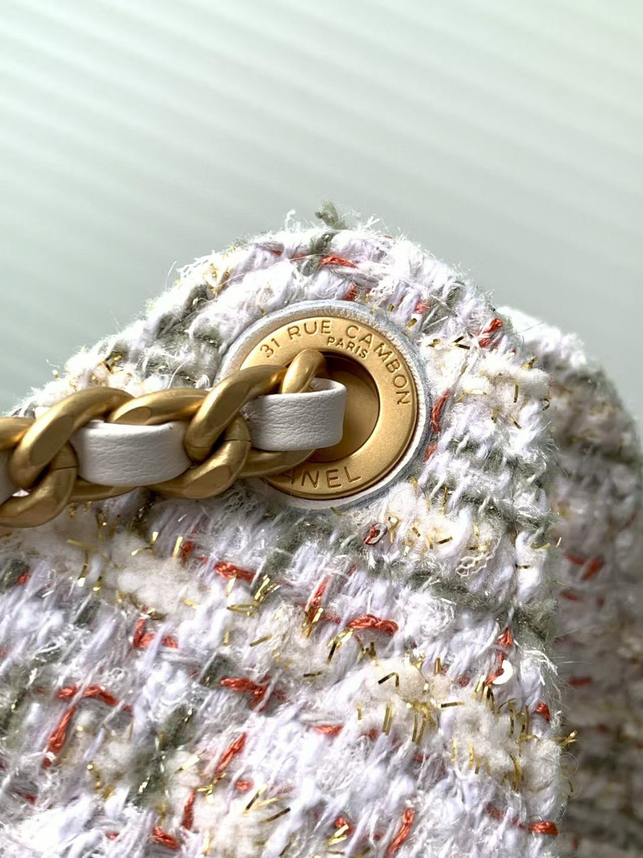 Ch*el 25 Bucket Tweed Bag 26x30x14cm