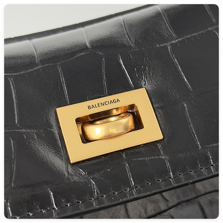 Ba*len*cia*ga Rodeo Mediun Croc-Embossed Top-Handle Bag 35x23.3x10.9cm