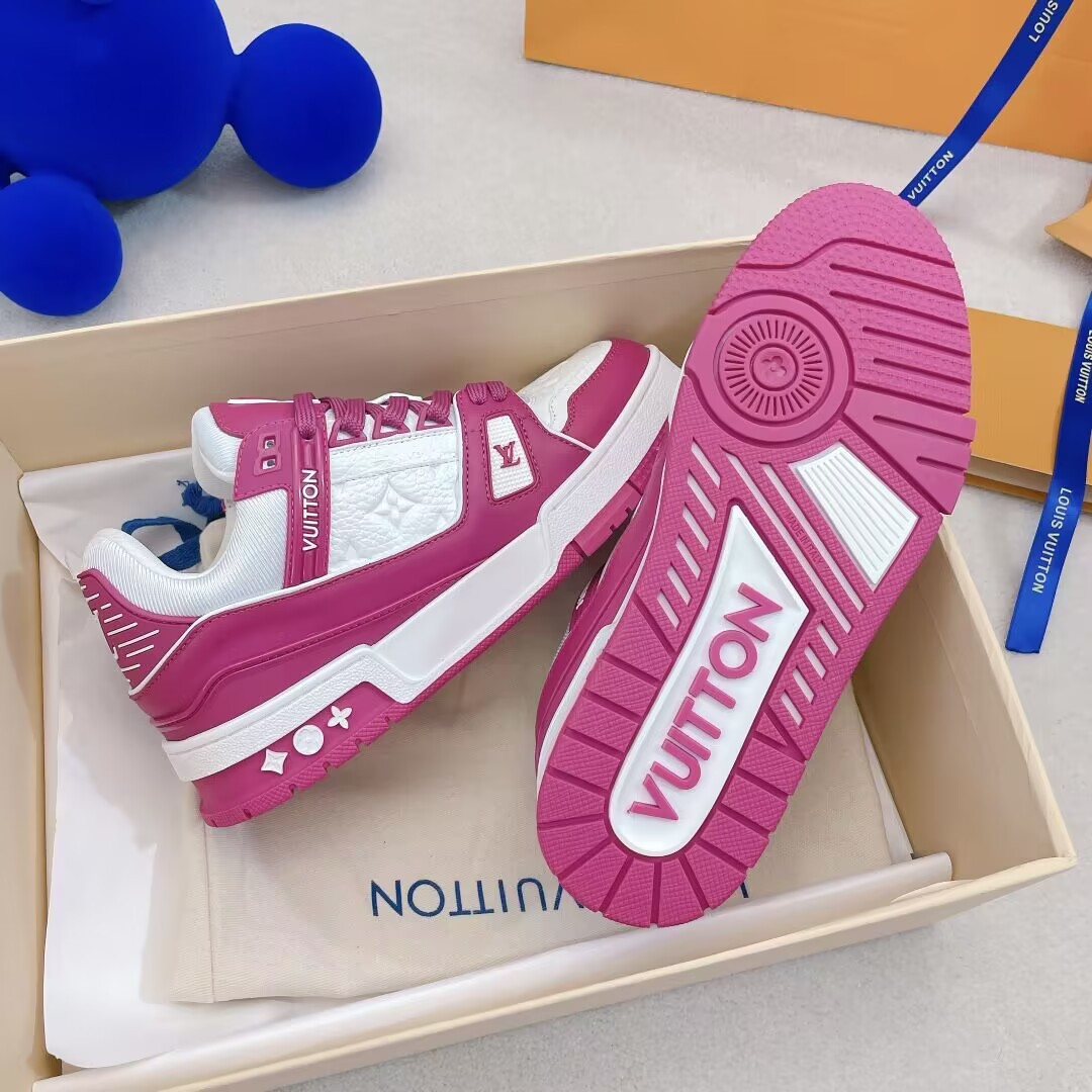 UA L0*is V*t0n LV Trainer Low White Fuchsia