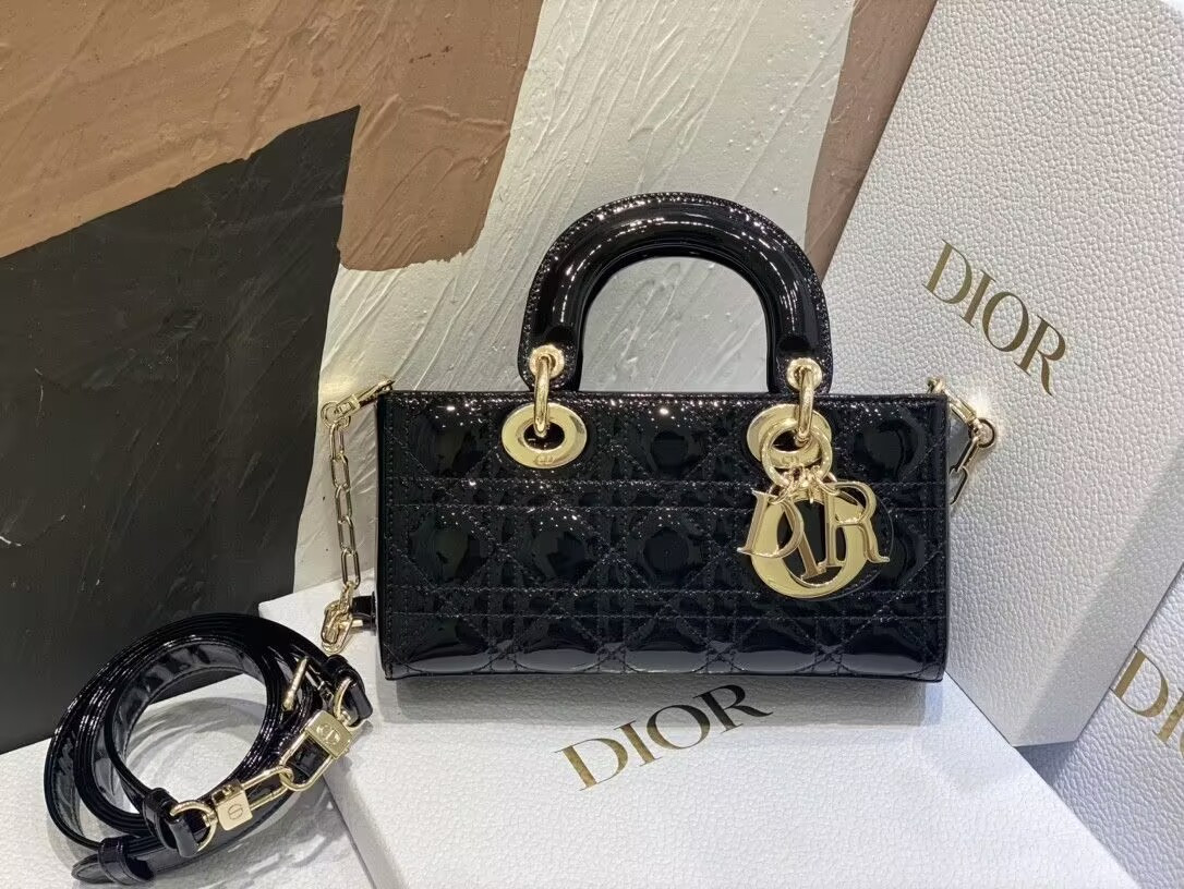 D*0r SMALL LADY D-JOY BAG BLACK  22x6x12cm