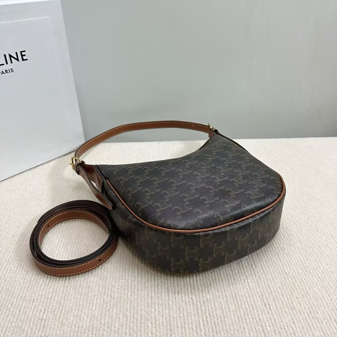 Ce**e SMALL HELOÏSE BAG IN TRIOMPHE CANVAS AND CALFSKIN 19x22x5cm