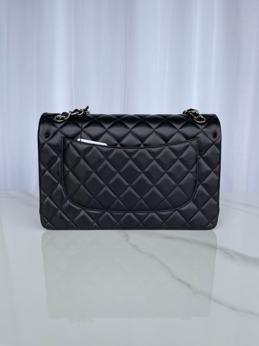 Ch*el Classic Flap Jumbo 30cm CF shiny black 19.5×30×10cm