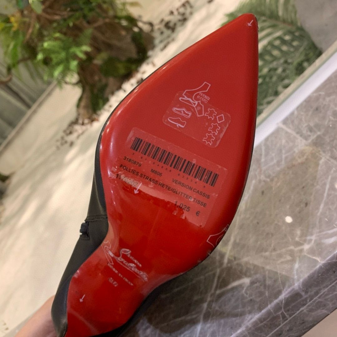 UA Ch**an Louboutin Miss Z Booty 100 mm Low Boots Calf leather Black