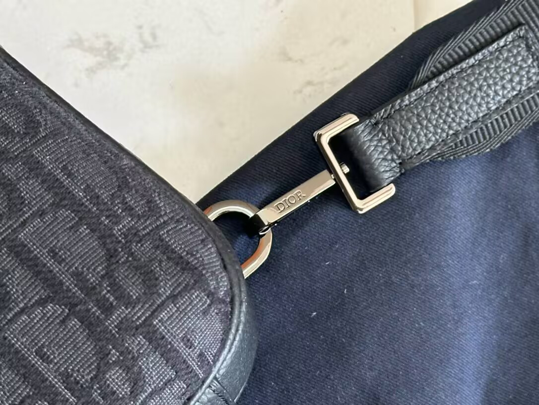 D*0r Rider 2.0 Sling Bag Black D*0r Oblique Jacquard and Black Grained Calfskin 17x26x8cm