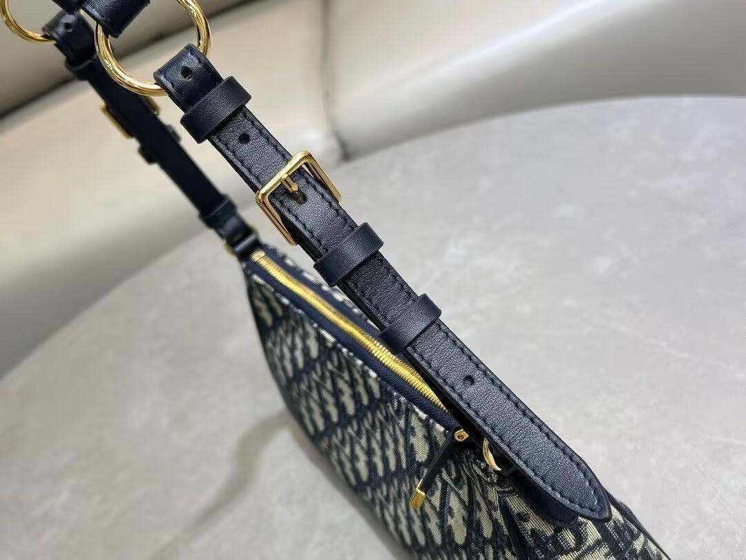 D*0r 30 Montaigne Wanderlust Mini Bag Blue D*0r Oblique Jacquard and Smooth Calfskin 26x12x7cm