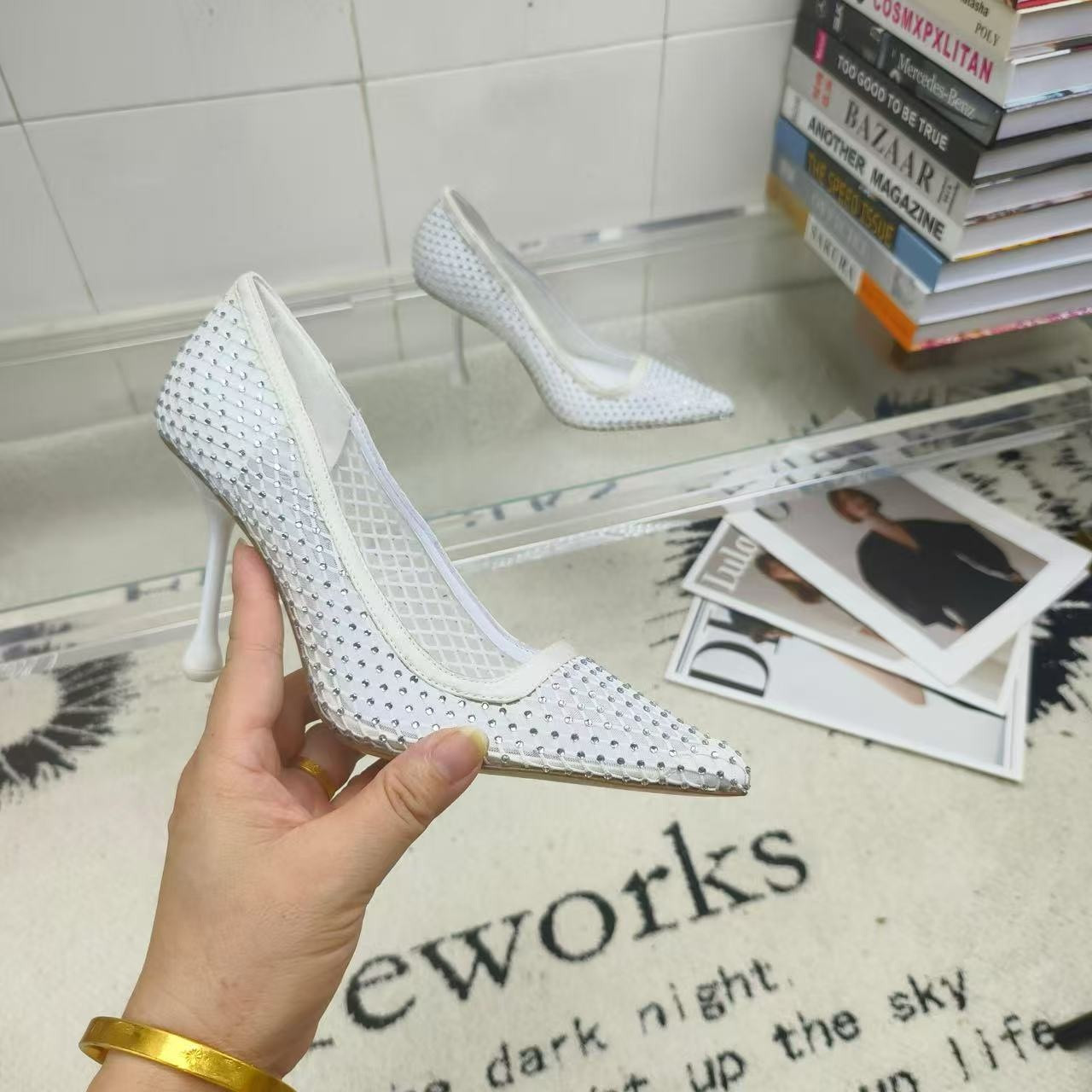UA Ji*y Ch* White Mesh Pumps