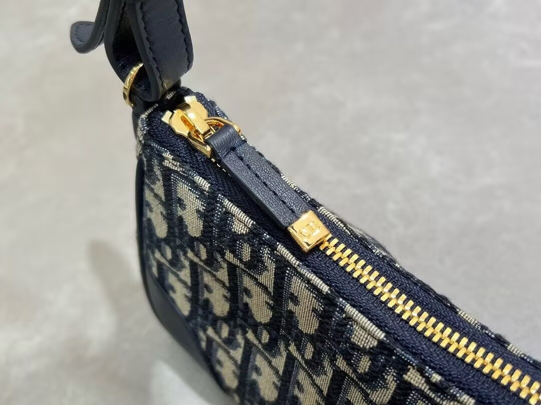 D*0r 30 Montaigne Wanderlust Mini Bag Blue D*0r Oblique Jacquard and Smooth Calfskin 26x12x7cm