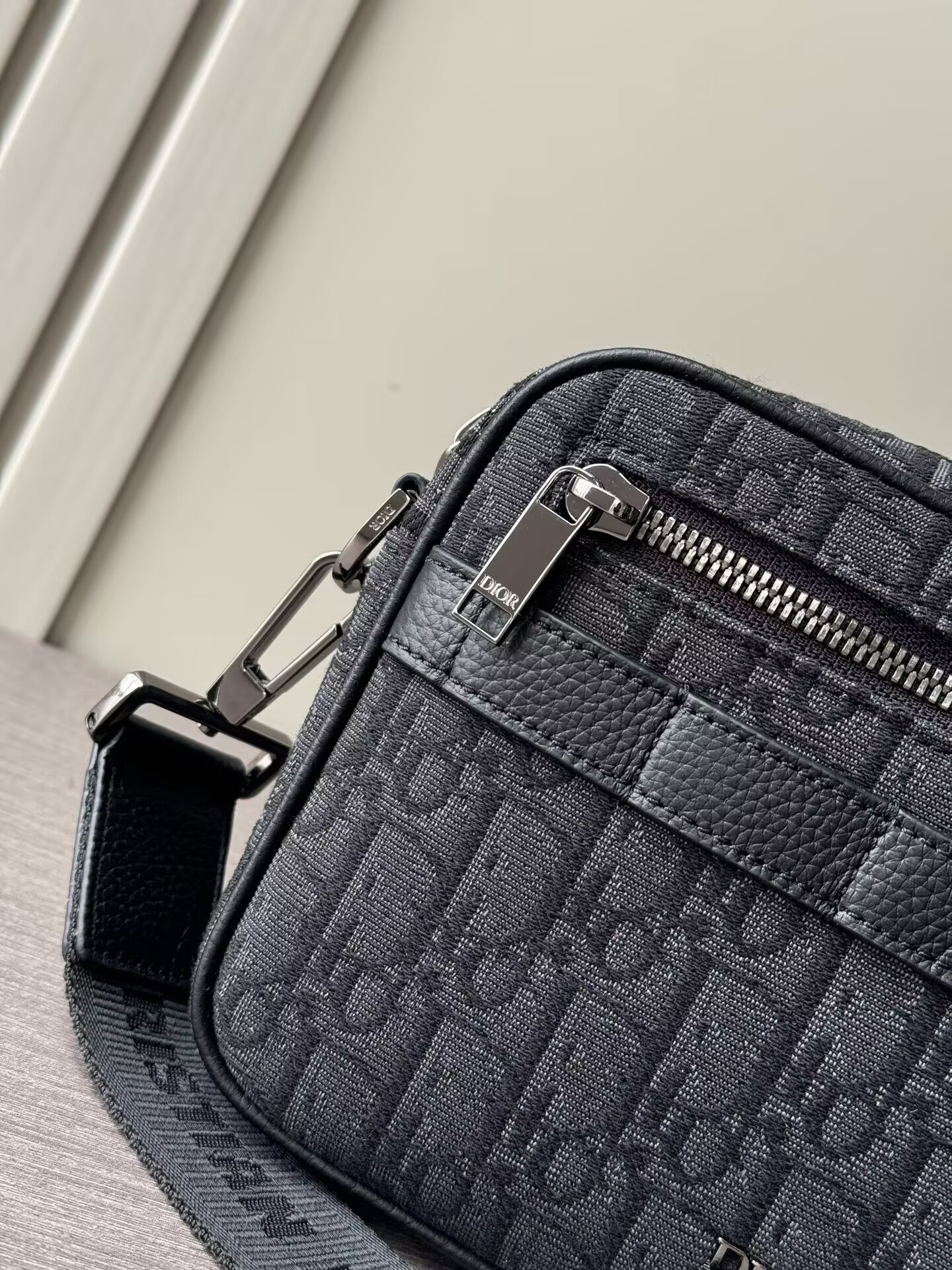 D*0r Safari Bag with Strap Black D*0r Oblique Jacquard 22x15x6cm