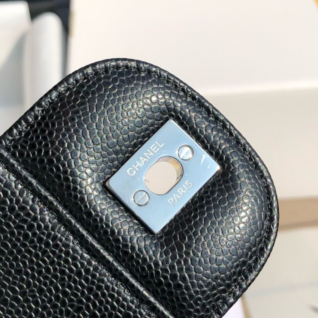 Ch*el Classic Flap Jumbo 30cm CF black Silver 7.6 × 11.7 × 3.9 in