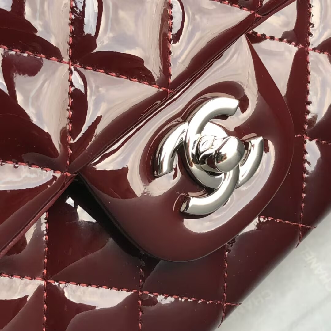 Ch*el  Classic Flap Bag Burgundy 25cm