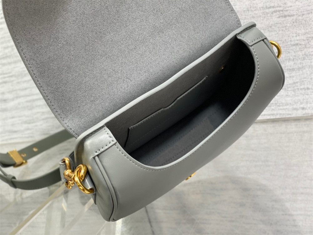 MEDIUM D*0r BOBBY BAG Grey Box Calfskin