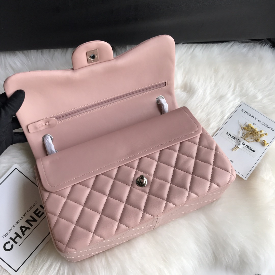 Ch*el CLASSIC FLAP JUMBO 30CM CF PINK SILVER 7.6 × 11.7 × 3.9 in