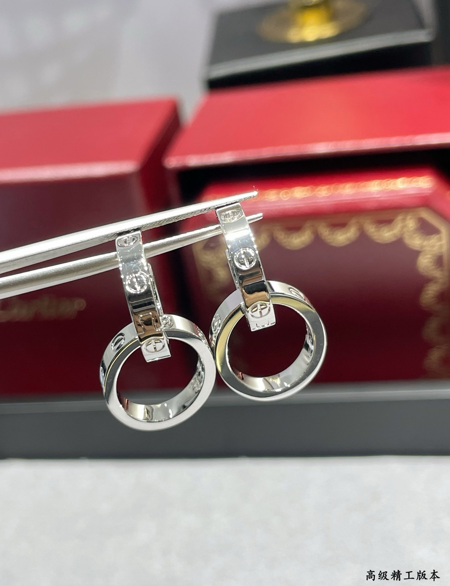 Ca*t*er Double Ring Polished Earrings