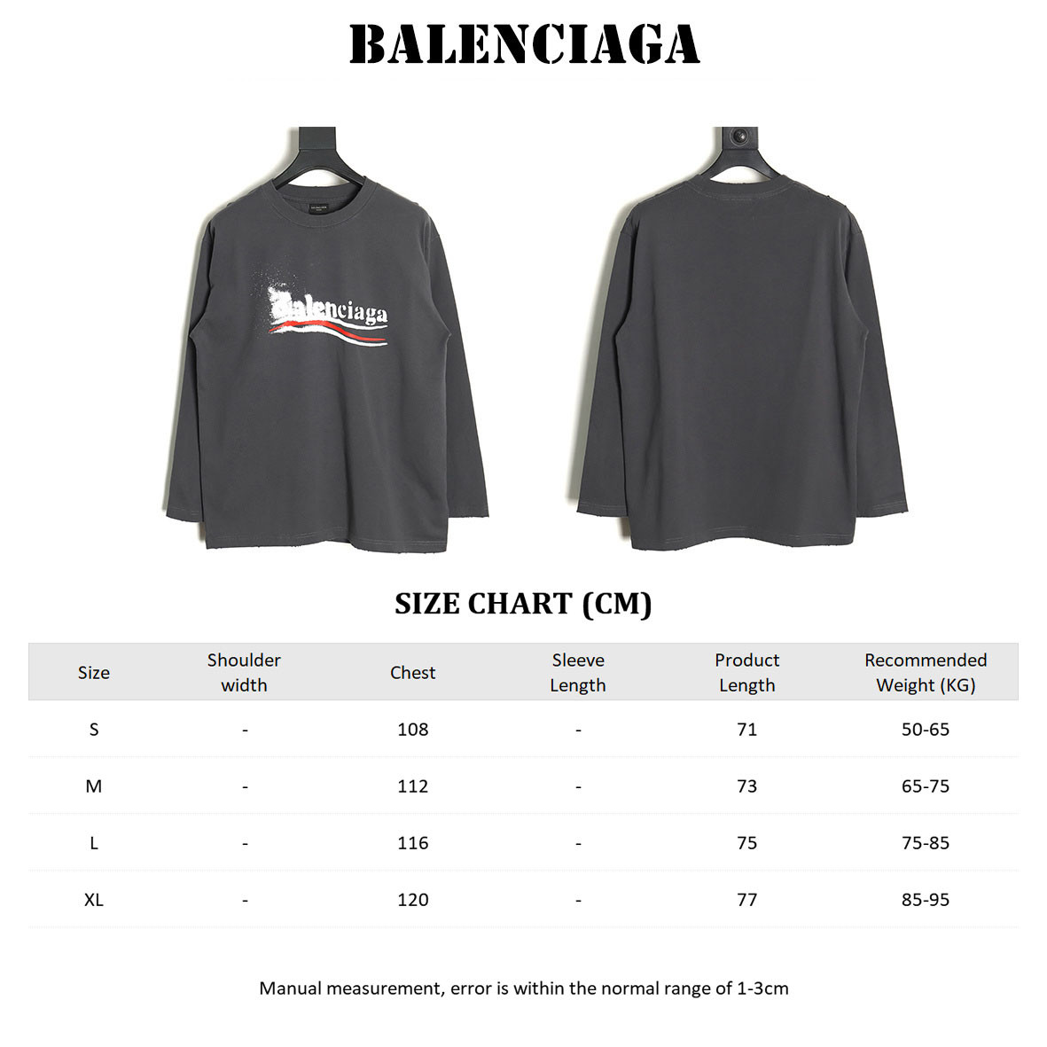 Ba*len*cia*ga 24Fw Long-sleeved T-shirt