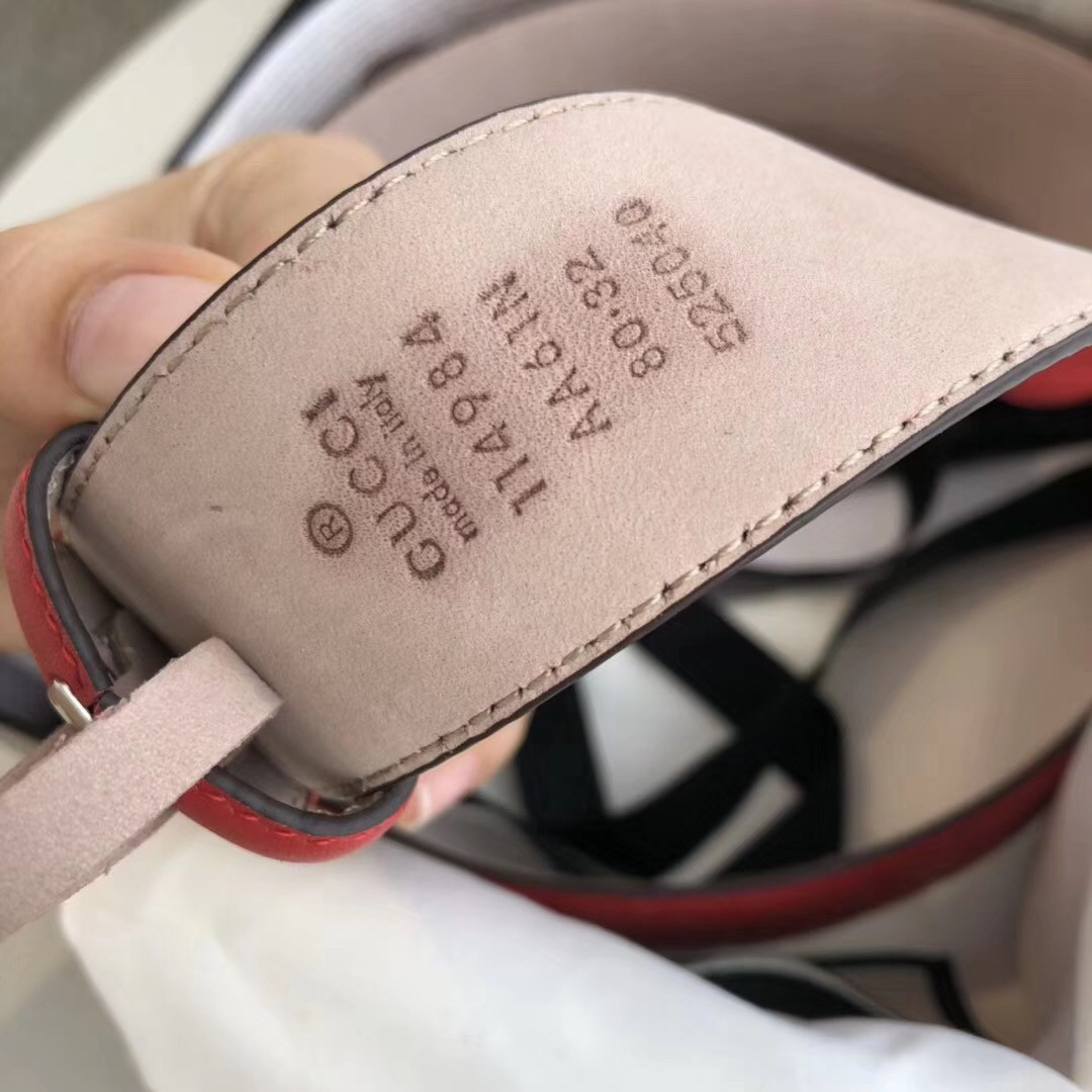 Red G*u*i Signature Leather Women Belt