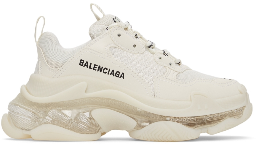 Balencag  Off-White Clear Sole Triple S Sneakers