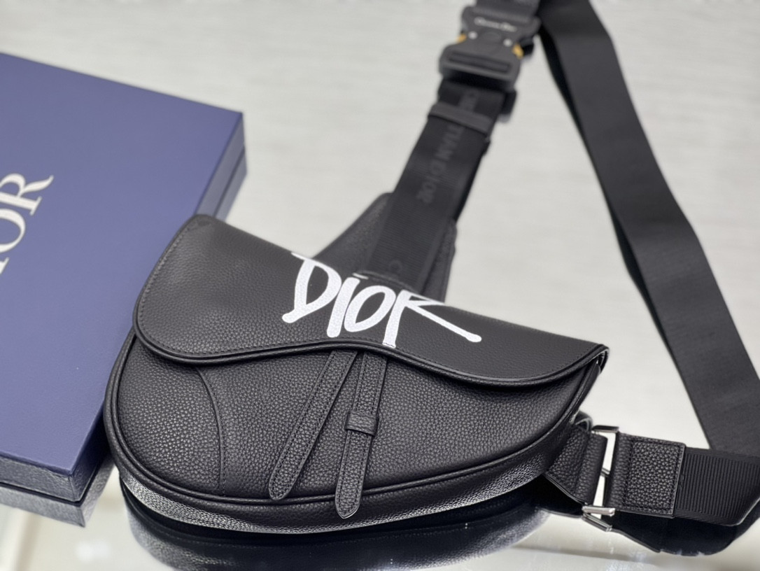 Ch**an D*0r X SHAWN STUSSY Grained Calfskin Saddle 26 x 19 x 4.5 cm