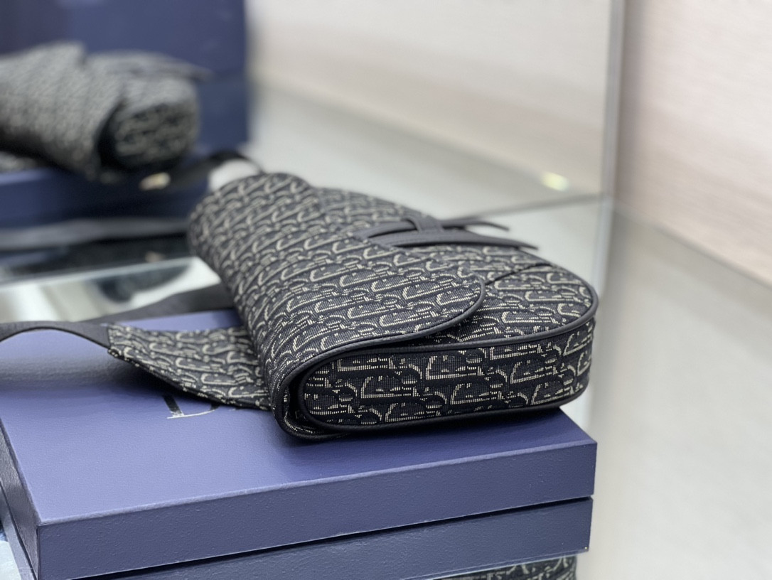 Ch**an D*0r Saddle Crossbody Bag Oblique Canvas 26 x 19 x 4.5 cm