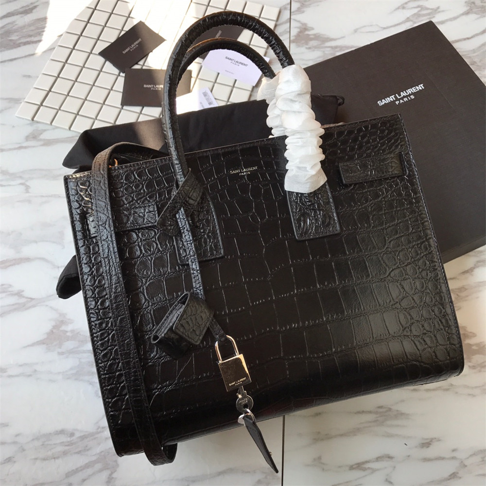 Y*L SAC DE JOUR SMALL IN MATTE CROCODILE EMBOSSED LEATHER