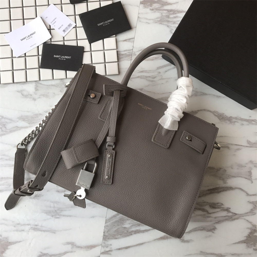 Y*L SAC DE JOUR BABY IN GRAINED LEATHER GREY