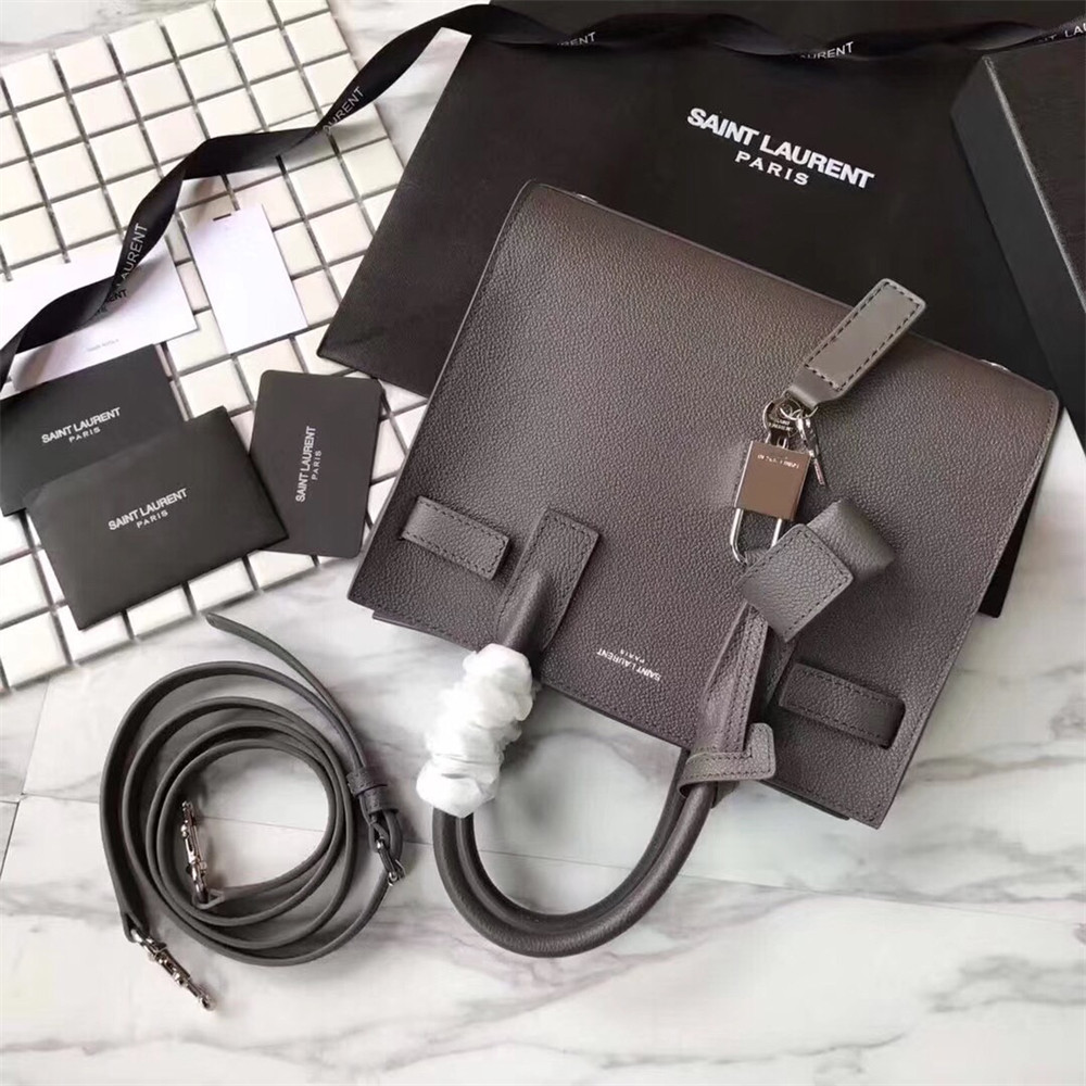 Y*L SAC DE JOUR NANO IN GRAINED LEATHER GREY