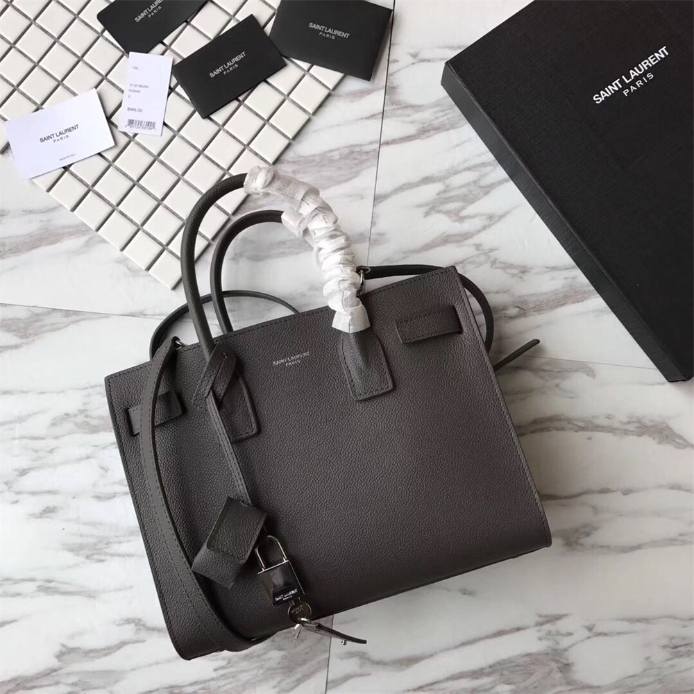 Y*L SAC DE JOUR BABY IN GRAINED LEATHER GREY