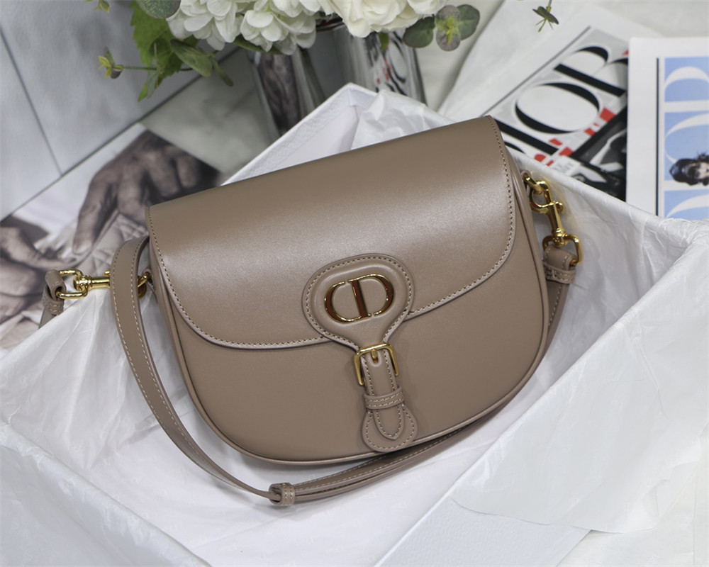 MEDIUM D*0r BOBBY BAG brown Box Calfskin