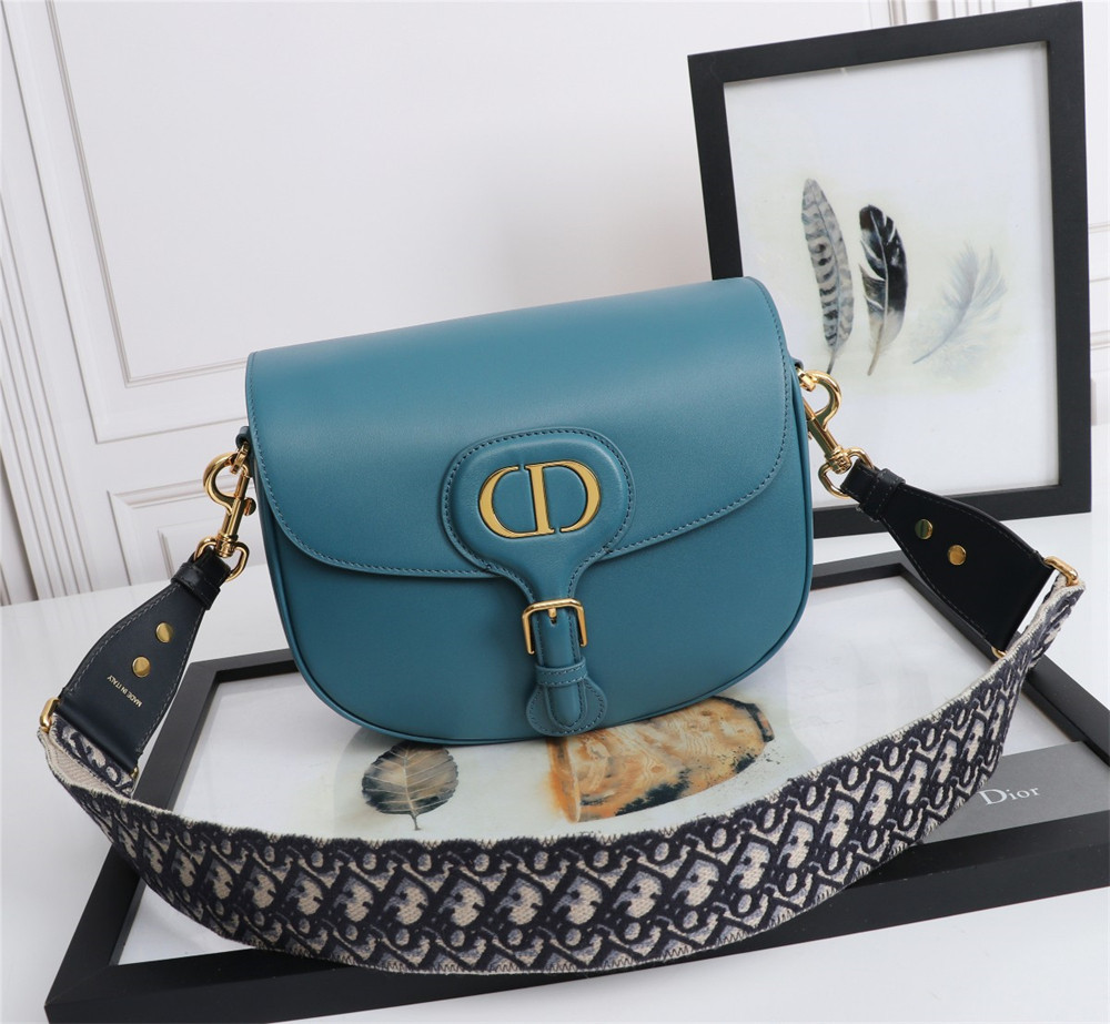 LARGE D*0r BOBBY BAG Navy Box Calfskin