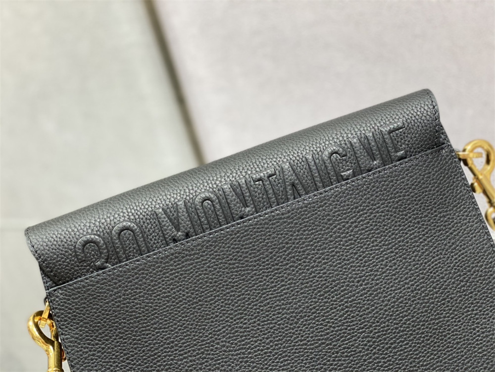 LARGE D*0r BOBBY BAG Black Grained Calfskin