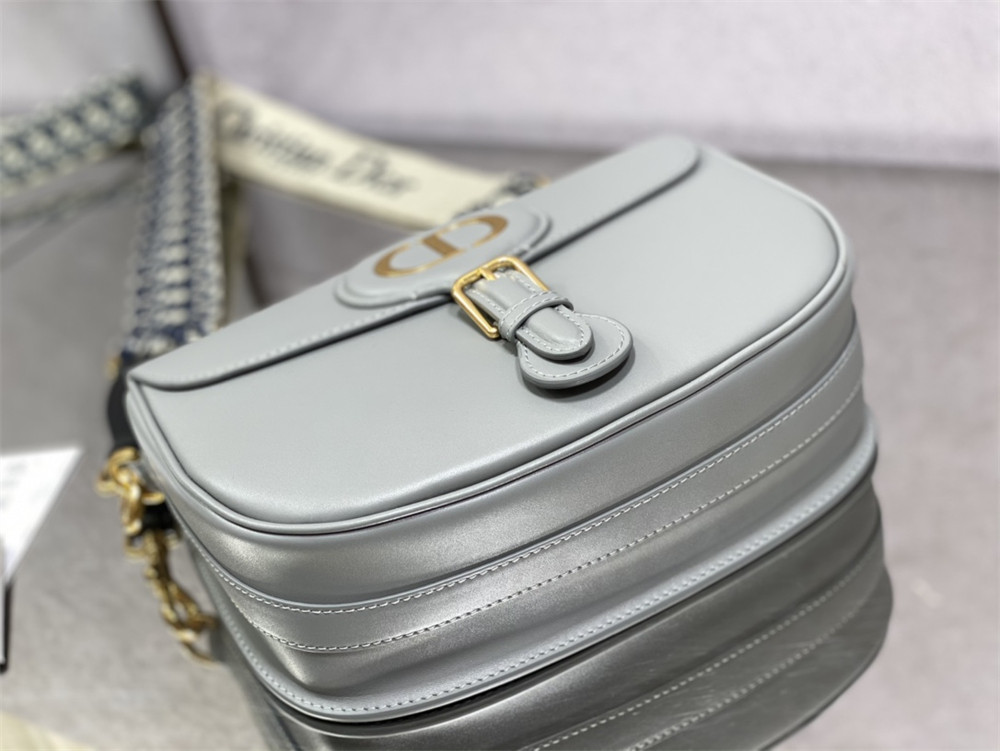 LARGE D*0r BOBBY BAG Grey Box Calfskin