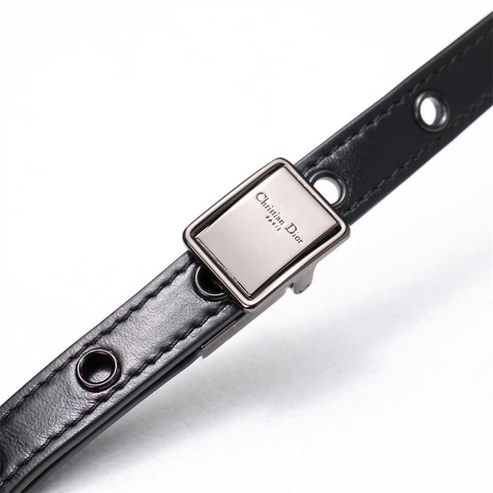 LARGE D*0r CARO BAG Black S*pple Cannage Calfskin With Silver Hardware 29 x 18 x 10 cm