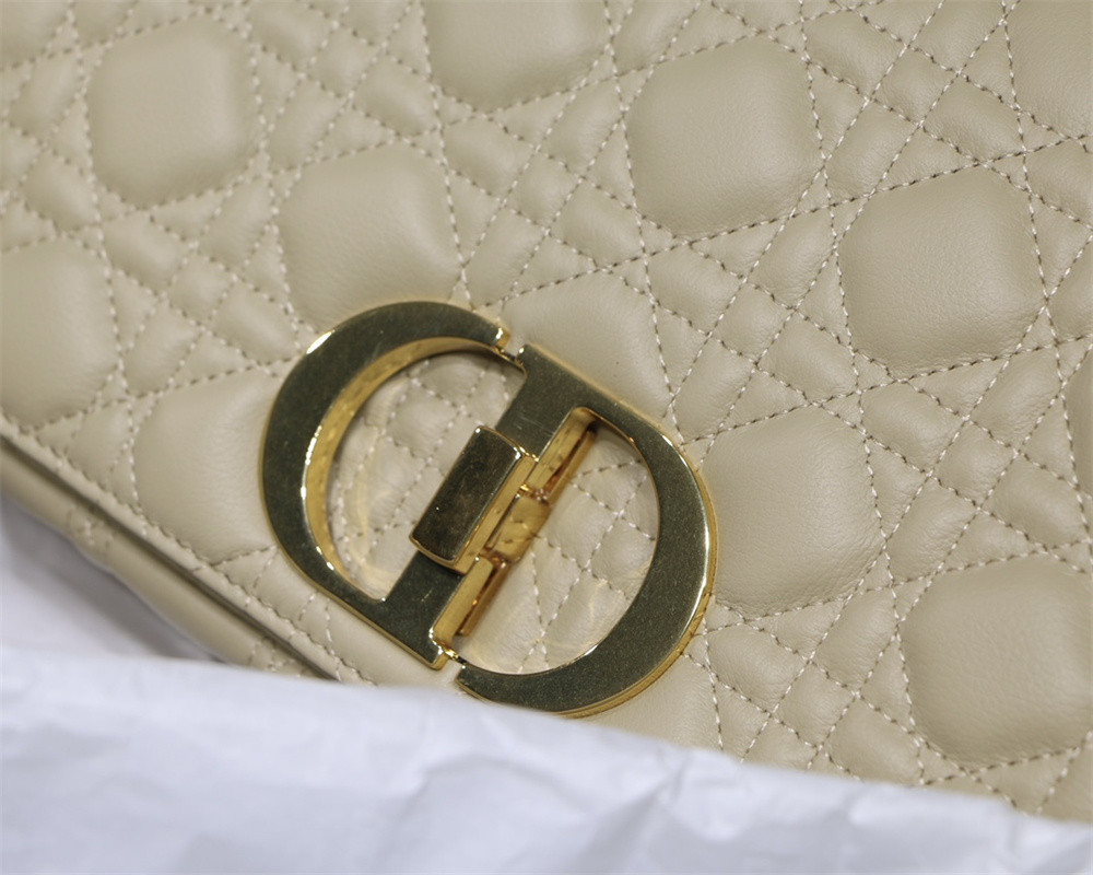 LARGE D*0r CARO BAG Beige S*pple Cannage Calfskin 29 x 18 x 10 cm